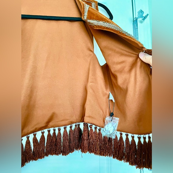 brown velvet embellished vest - Picture 4 of 4